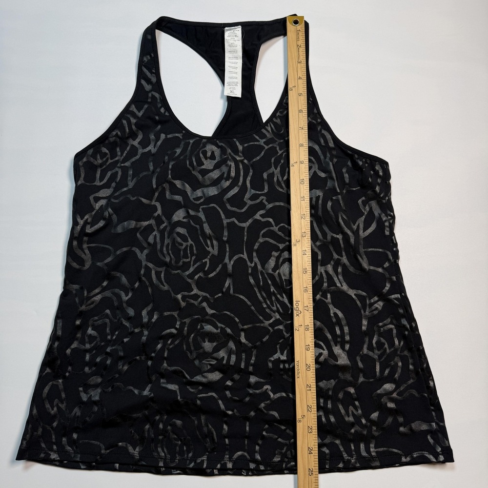 Fabletics Tank Top Womens XL Black Floral Racerback Athletic Workout Gym - Picture 5 of 6